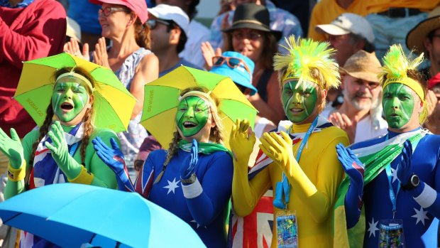 Tennis fans celebrate during day three of the 2015 Australian Open.