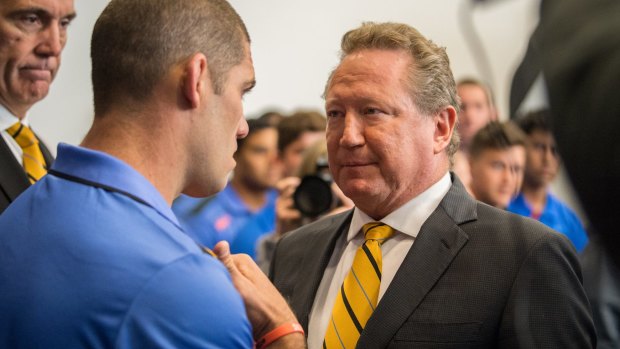 Ambitious: Andrew Forrest has a heart to heart with Force skipper Matt Hodsgon.
