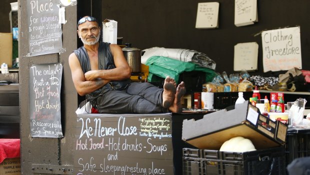 Lanz Priestley at his Martin Place community earlier this year.