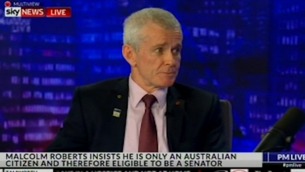 One Nation senator Malcolm Roberts during his Thursday night Sky News interview.
