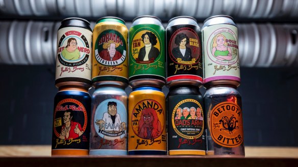 A selection of tinnies produced at Yulli's brewery. 