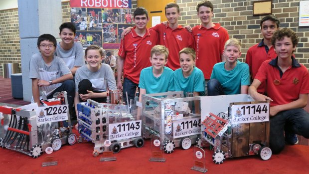 Barker College robotics teams and their creations.