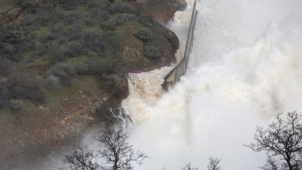 Water courses over the Oroville Dam spillway in an event last month that led to the evacuation of 180,000 people from their homes.