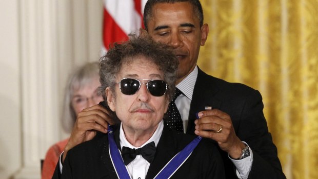Not the first honour: Bob Dylan was presented with a Medal of Freedom by President Barack Obama in 2012.
