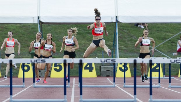 Giant leap: Lauren Wells is still weighing up hurdles-long jump double.