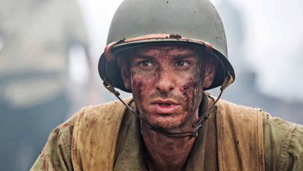 Andrew Garfield as conscientious objector Desmond Doss in <i>Hacksaw Ridge</i>.