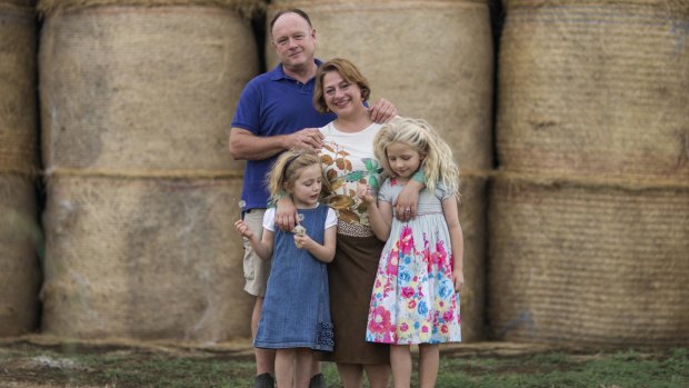 Sophie Mirabella with husband Greg and their daughters Kitty, 5, and Alexandra, 7.