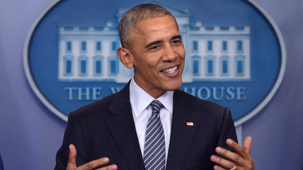 President Barack Obama speaks during a news conference.