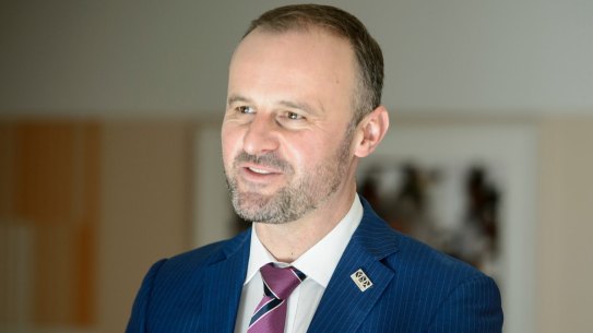 ACT Chief Minister Andrew Barr and Health Minister Meegan Fitzharris at a budget announcement at the Centenary Hospital for Women and Children. Photo: Sitthixay Ditthavong