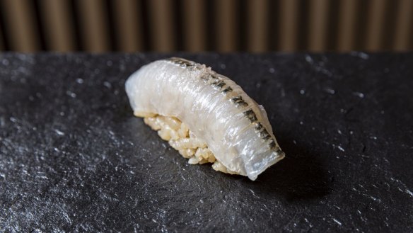 Sushi On showcases local fish in its nigiri, such as this garfish.