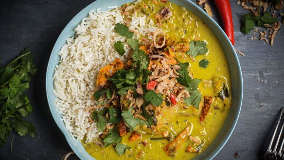 Lemongrass and turmeric chicken curry with roasted sweet potato