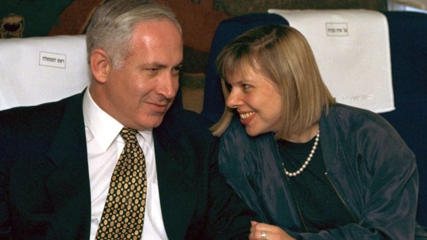 Prime Minister Benjamin Netanyahu and his wife Sara Netanyahu on board an Israeli Air Force jet in 1996.