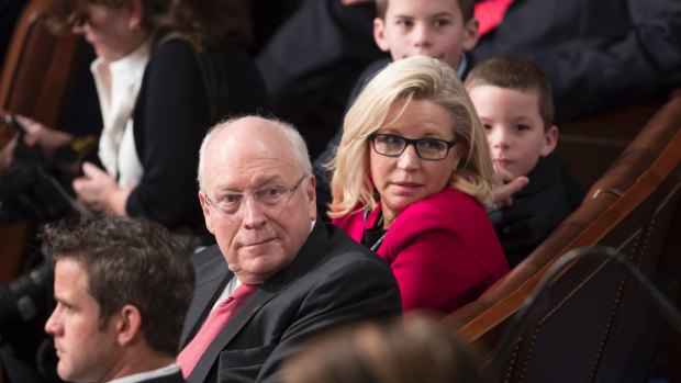Former vice president Dick Cheney, left, with his daughter, newly-elected Representative Liz Cheney.