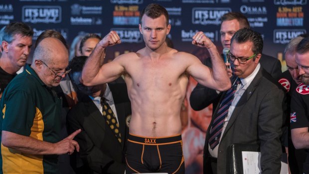 Jeff Horn only just managed to get under the limit at Tuesday's weigh-in on Tuesday.
