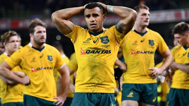 Dejected: Will Genia, seen here after the Ireland loss, is unlikely to play the last Test of the spring tour.