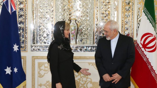 Foreign Minister Julie Bishop meets with Iran's Foreign Minister Dr Mohammad Javad Zarif in Tehran in 2015. 