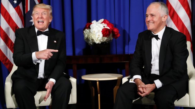 Donald Trump (left) and Malcolm Turnbull are "of one mind" in condemning Kim Jong-un's "reckless conduct".
