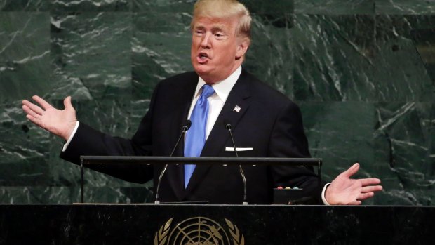 US President Donald Trump addresses the United Nations. 