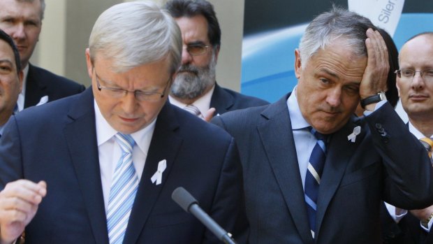 Then prime minister Kevin Rudd and opposition leader Malcolm Turnbull in 2009.