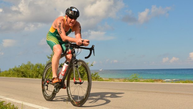 Out on the bike ... at the world age group triathlon championships in Mexico.