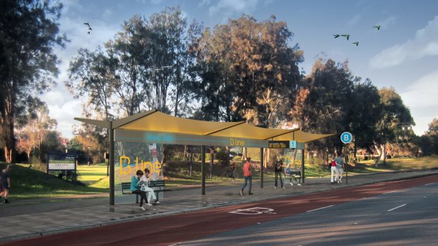 An artist's conception of a new B-Line route bus stop at Mona Vale. 