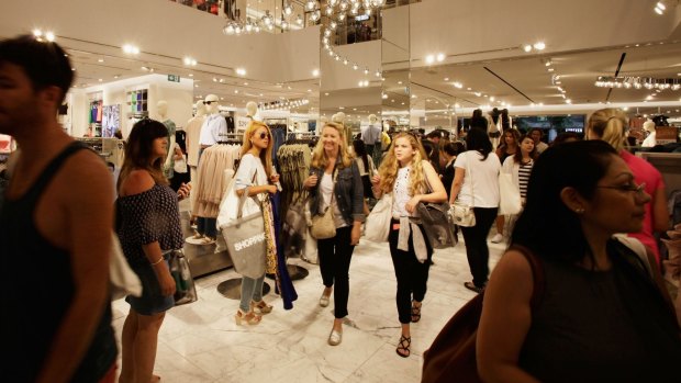 The opening of H&M's Pitt Street Mall store in Sydney on Halloween in November 2015 attracted large crowds. 