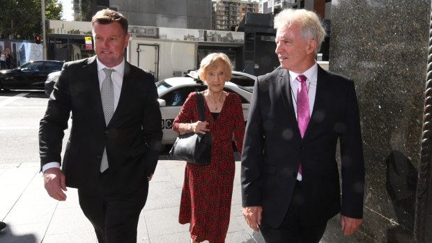 Anthony Bell arriving at the Downing Centre court complex with his mother Shirley and lawyer Chris Murphy in March.