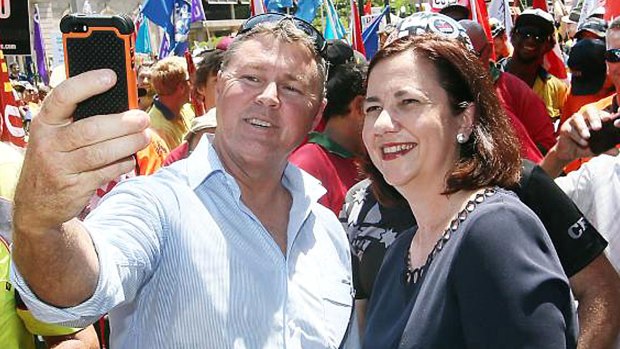 Former national CFMEU president Dave Hanna in happier times with Queensland Premier Annastacia Palaszczuk.