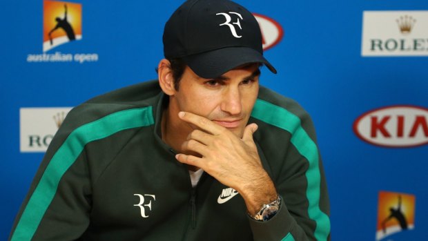 Roger Federer during a press conference.