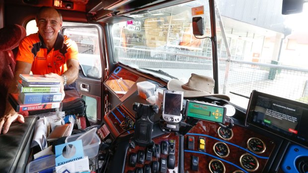 Stocking up: Long-distance truck driver Rod Hannifey is a lover of audio books.