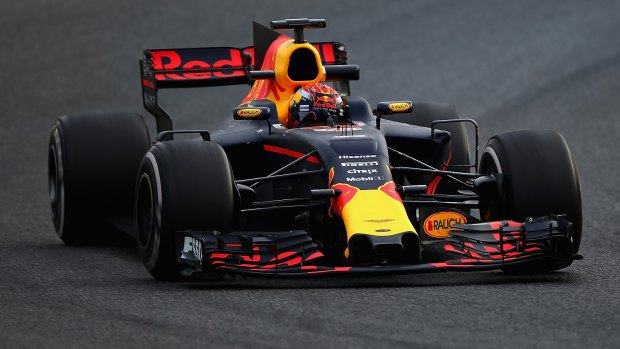 Max Verstappen in the Red Bull-TAG Heuer RB13 during winter testing.