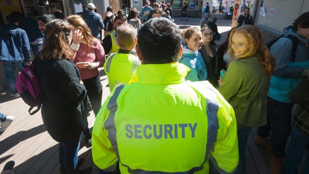 There was a visible security presence at ANU's open day.