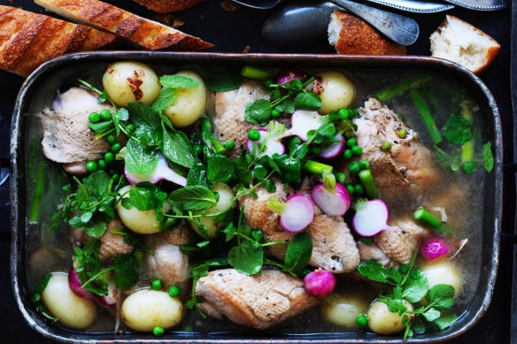 Rachel Khoo's rosé and chicken spring stew.