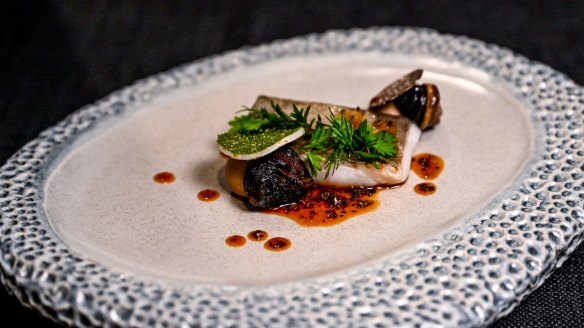 Go-to dish: John dory with "land mollusc", celeriac and truffle.