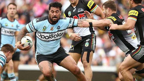 Don't argue: Andrew Fifita keeps the Panthers at bay.