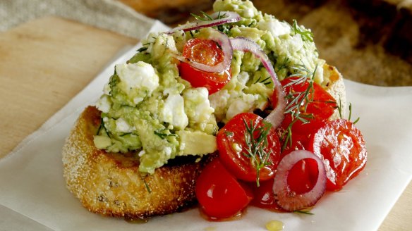 The FAT: Feta, avocado and tomato on toast.