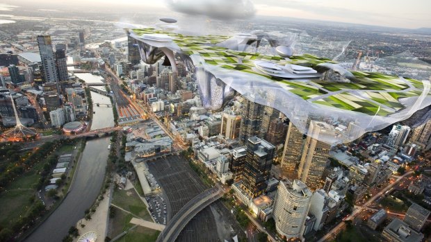 In Multiplicity, John Wardle Architects envision a Melbourne which in 2110 rises vertically with cloud-like forms.