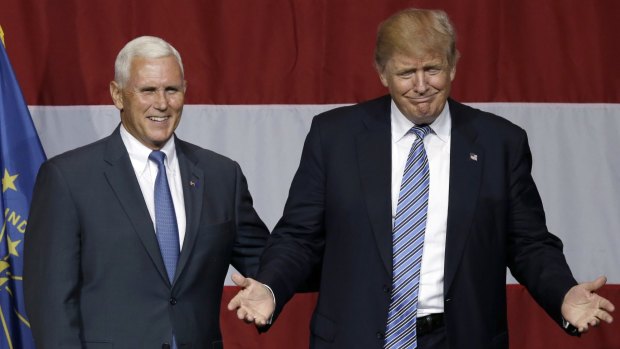 Indiana Governor Mike Pence joined Donald Trump as confirmed Republican president and vice-president nominees.