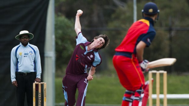 Wests/UC fast bowler Sam Skelly finished with figures of 0-17 from five overs against Tuggeranong on Saturday.