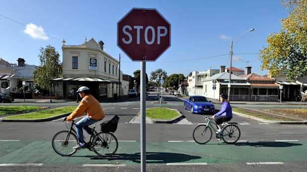 The popular bicycle lane on Canning Street in Carlton North.