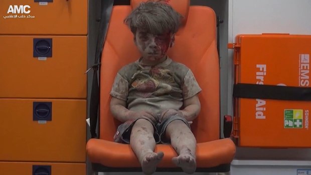 Omran Daqneesh, rescued from rubble after a government air strike in Syria.