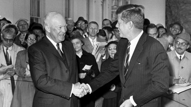 Then US president Dwight Eisenhower with president-elect John F. Kennedy in 1960. Eisenhower, a former general, feared the military's growing influence.