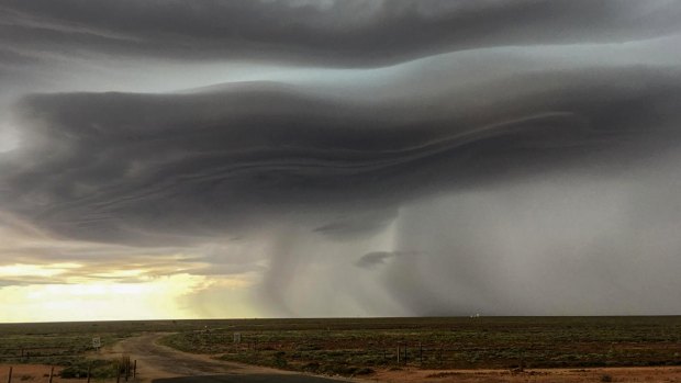 The storm passing through Woomera in SA's north on Wednesday.