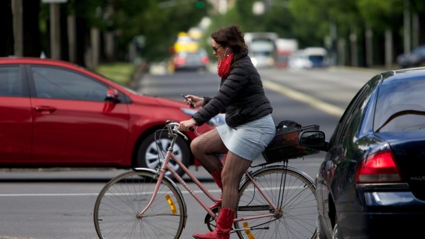 A cyclist behaving badly on Royal Parade in Melbourne's north.