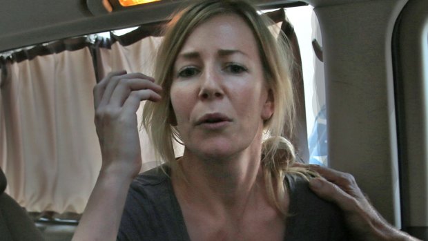 Sally Faulkner in a mini van shortly after she was released.