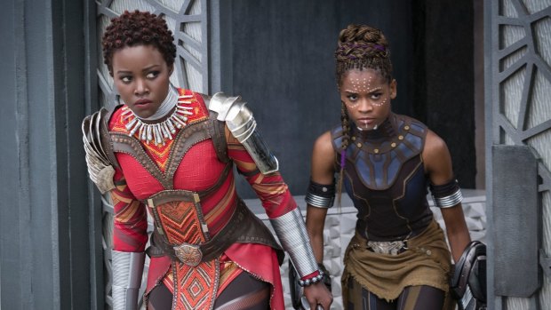 Black Panther is already a record breaker: (from left) Nakia (Lupita Nyong'o) and Shuri (Letitia Wright).