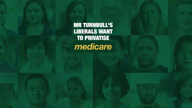 A screenshot of a Labor website claiming the Liberal Party wants to privatise Medicare.