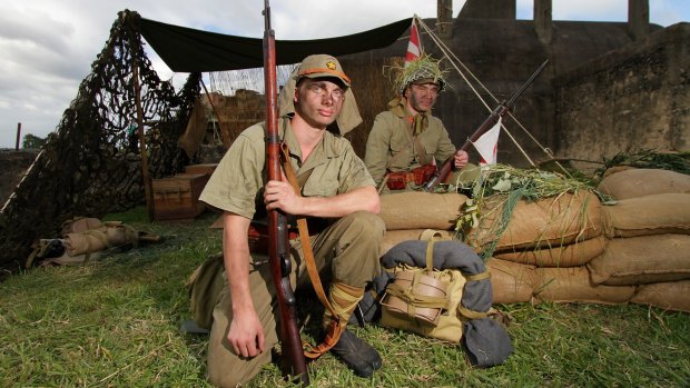 Douglas Udovicic and Paul Norris are dressed as two Imperial Japanese Army soldiers from 1943.