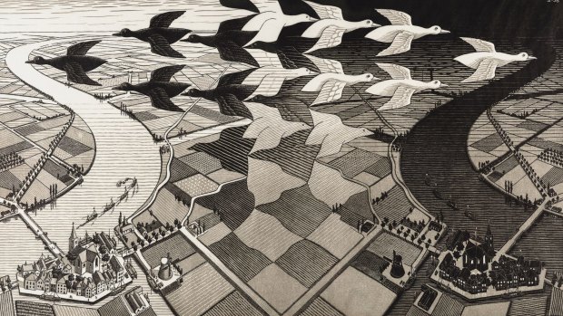 <i>Day and night</I>, 1938, 
woodcut.
