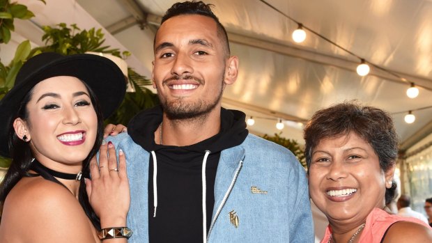 Aussie tennis star Nick Kyrgios with his sister Halimah and mother Norlaila. 